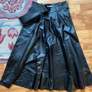 Zara midi belted leather skirt black size m